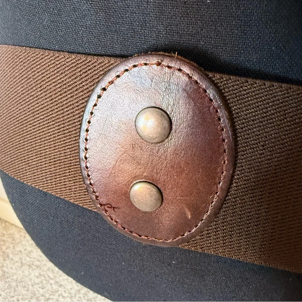 YIK FUNG Brown Leather Bow Front Elastic Snap Belt Wide Braided Vintage Y2K - Picture 7 of 11